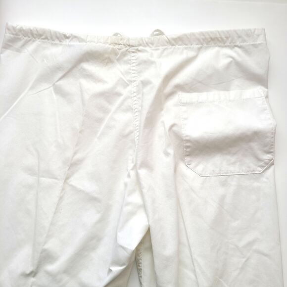 Work N Gear Unisex Scrub Pants Size Medium White Drawstring 2 Available - Picture 4 of 5